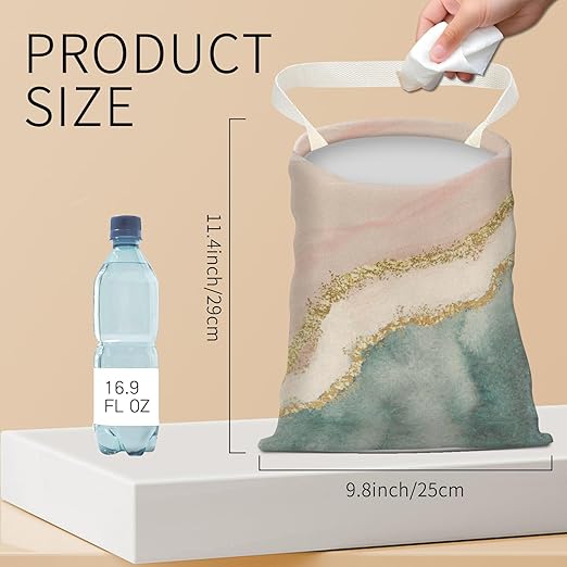BEAKND Hanging Car Garbage Bag, Cute Car Trash Can Bag, Automotive Accessories for Women Men Luxury Pink Blue Marble
