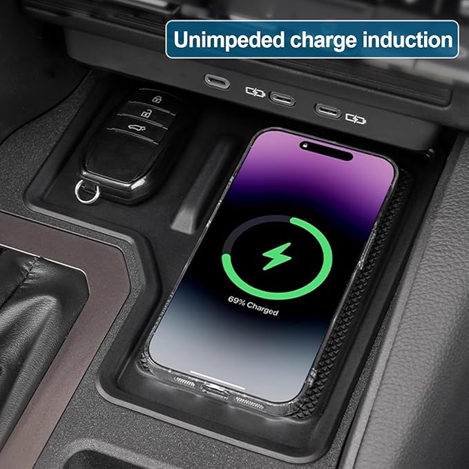 JYCDC Compatible with Toyota 2024 2025 Land Cruiser LC250 J250 Prado Center Console Wireless Charging Protective Mat,Silicone Non-Slip Pad Anti-Dust Liner Interior