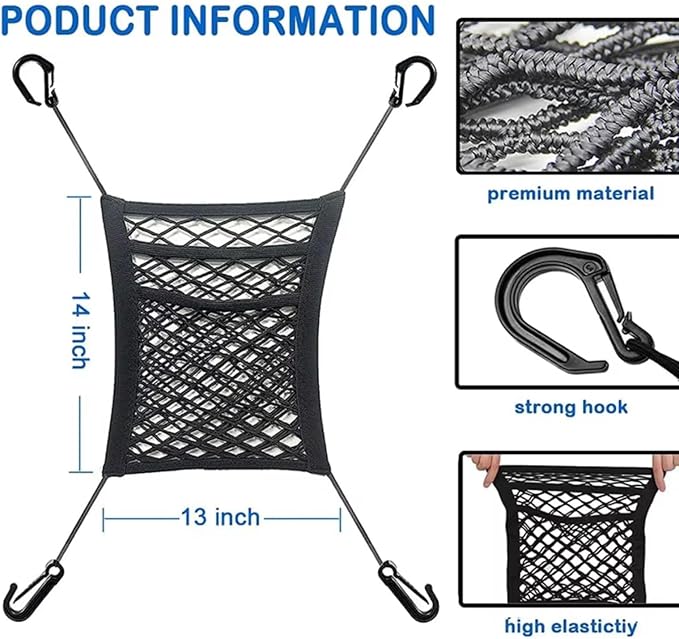Car Mesh Organizer 3-Layer for Mazda CX-30 2020-2023, Elastic Seat Back Net Bag with Pet Barrier Purse Tissue Holder for Backseat Storage