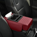 Car Armrest Box Mat, 5-in-1 Center Console Cover Cushion with Cup Holder Tissue Slot, Universal PU Leather Car Box Pad for Sedans Car Accessories Interior Organizers (Multi H08)