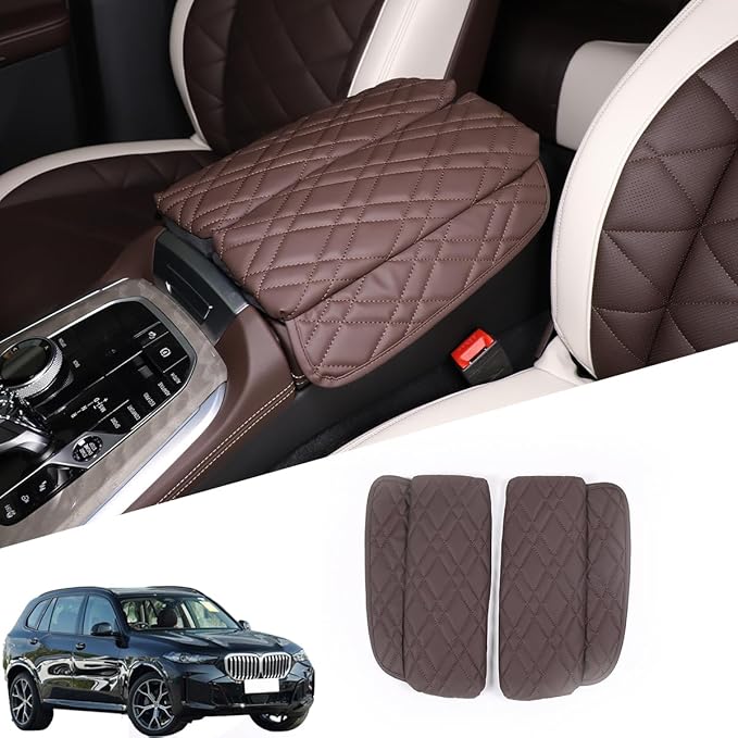 Car Center Console Pad for BMW X5 G05 X6 G06 X7 G07 2019-2023 Car Armrest Cover Leather Cushion Waterproof Car Armrest Seat Box Protector Accessories (Style A)