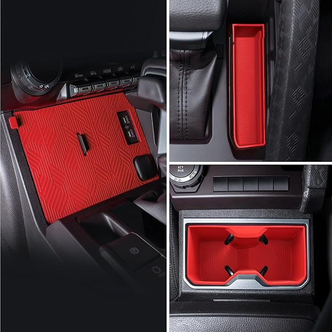 bgucar Interior Silicone Liner Insert Custom Fit for Tacoma 2024-2026, Silicone Organizer Tray for Tacoma Gen 4th Double Cab only - Fully Covered - for Tacoma Accessories