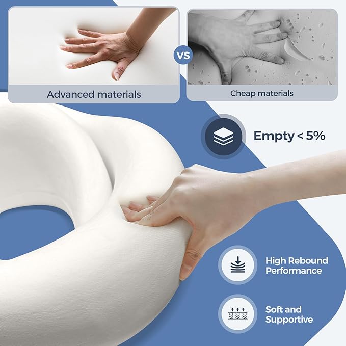 Purroch Advanced Memory Foam Neck Travel Pillow, Neck Pillow Airplane with Eye Mask & Ear Plugs, Designed for The Comfort of Travel & Office, Travel Pillow for Plane, Car, Home, Work， Grey