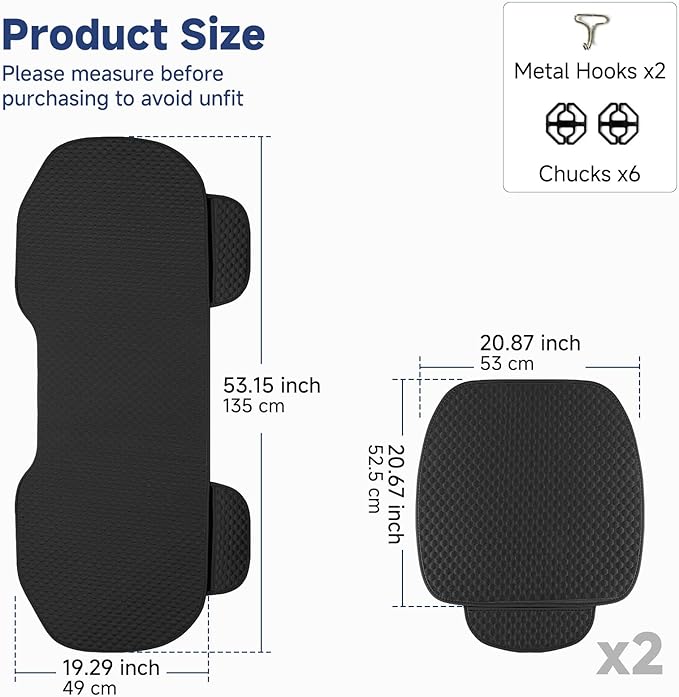 West Llama Car Seat Covers Full Set,Ice Silk Bottom Seat Covers for Cars Include 1 Pair Front Driver Seat Pad Mat and 1 Rear Bench Cover for SUVs,Cars,Sedans(3PC-Black)