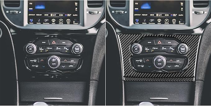 NVCNX Real Premium Carbon Fiber for Chrysler 300 Accessories 2015-2023 2016 2017 2018 2019 2020 2021 2022 S/C/Limited/Touring Car Dash AC Climate Control Panel Cover Interior Trim Sticker Decal 2PCs
