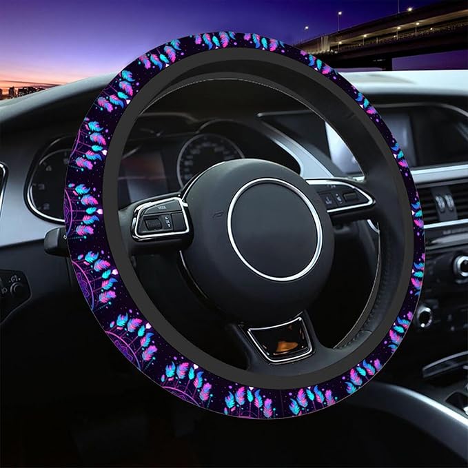 Swono Dream Catcher Feathers Steering Wheel Covers 15" Inch American Dream Catcher Feathers Universal Fit Most Car Sedans SUVs Comfort Grip Comfortable Neoprene Breathable Steering Wheel Protector
