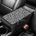 Dreaweet Grey Leopard Print Car Center Console Cover Cheetah Car Accessories for Women,Car Armrest Seat Box Cover Soft Vehicle Center Console Armrest Cover Pad Universal Armrest Cushion Pad