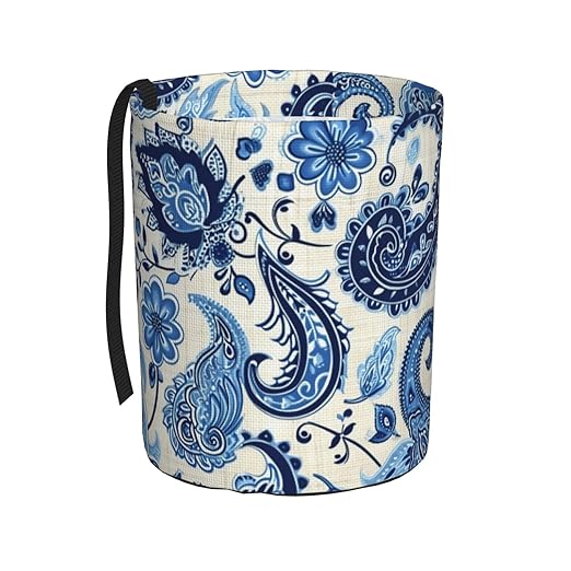 Paisley Flowers Car Trash Can Garbage Cans Foldable,Cute Hanging Car Organizer and Storage Bag Leak Proof, Auto Back Seat Trash Bin Universal for Truck, SUV, Outdoor Travel