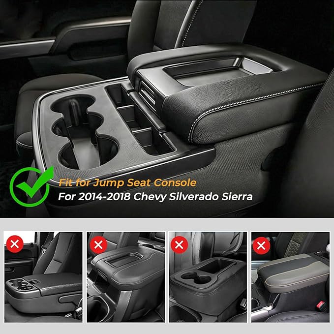 FUNY Center Armrest Cover for 2014-2018 Silverado Sierra Jump-Up Seats, Durable Center Console Cover Replacement, Only fit Jump Seat Console
