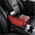 Car Armrest Storage Box for Nissan Hardbody (D21) 1986–1997, Center Console Organizer with Side Pocket, Ergonomic Memory Foam Armrest Cushion, Car Elbow Support Pad,D Red