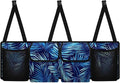 Car Trunk Organizer & Backseat Hanging Organizer with 2 Large Storage Bag & 2 Mesh Pockets,Trunk and Backseat Storage Bag for SUVs & RVs,37.01x11.81 inch,Navy Blue Palm Leaf