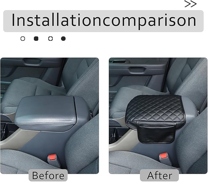 Center Console Armrest Cover for Honda Pilot 2003 2004 2005 2006 2007 2008 Accessories, Leather Armrest Lid Cushion Pad, Armrest Seat Box Cover Mat with Pockets (Black)