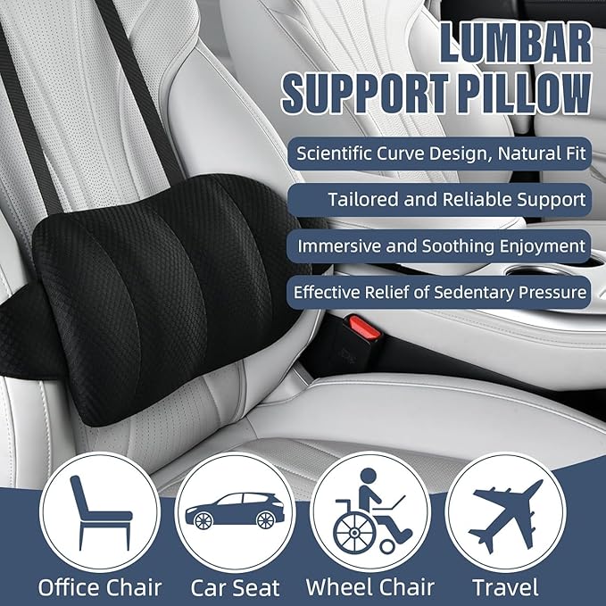 1 Piece Automotive Seat Lumbar Support Pillow for Toyota Tacoma 2016-2023 2024 2025 2026, Driving Lower Back Cushion Ergonomic Orthopedic Posture Rest