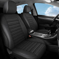 crossmiles Faux Leather Car Seat Covers Full Set, Foam Seat Cover for Car, Universal Car Seat Protector with Waterproof and Breath Fit for Cars, Trucks, SUV, Vans (Black-Striped)