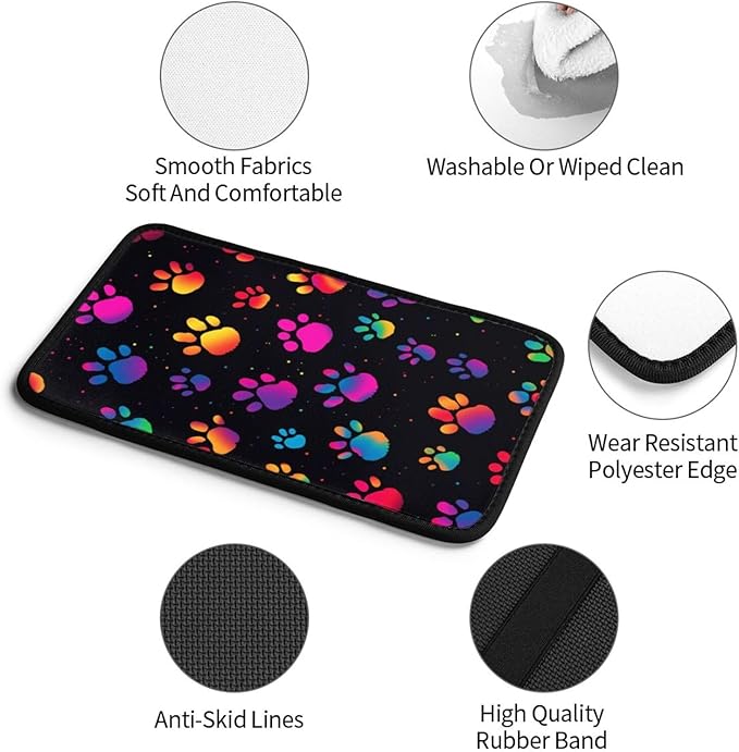indokyeyqaz Universal Car Center Console Cushion Pad, Colorful Dog Paw Prints Soft Waterproof Car Center Console Cover Auto Armrest Seat Box Cover Protector for Most Vehicle SUV Truck Car
