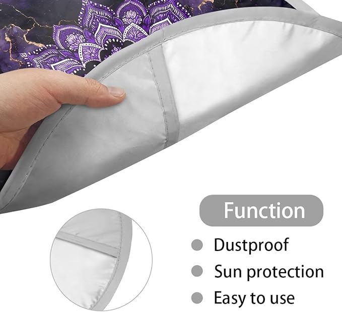 Mandala Vehicle Steering Wheel Sun Shade Cover 17 Inch Purple Reflective Steering Wheel Shield Sunshade Foldable Car Steering Wheel Cover Gift for Holiday