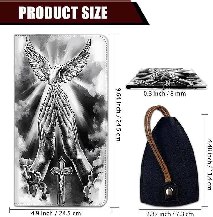 Car Document Holder with Magnetic Shut, Car Registration and Insurance Card Holder, Vehicle Glove Box Organizer Documents, Driver License, Auto Paperwork Organizer Wallet, Praying Hands Pattern
