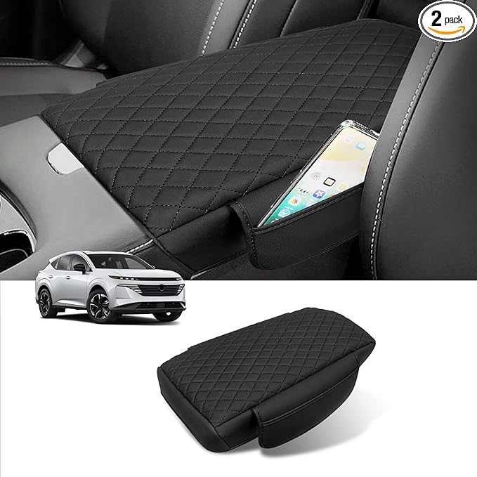 Custom for Center Console Cover Nissan Murano 2025 2026 Armrest Cover Accessories PU Leather Armrest Seat Box Cover Protector with Pockets Storage Bag