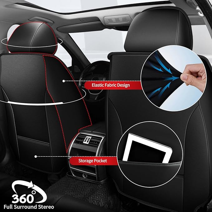 TTX LIGHTING Front Seat Covers Fit for Infiniti QX50 2018-2025 2026 Waterproof Leather 2 Front Seat Covers Automotive Seat Cushion Car Seat Protectors with Airbag Compatible (Black)
