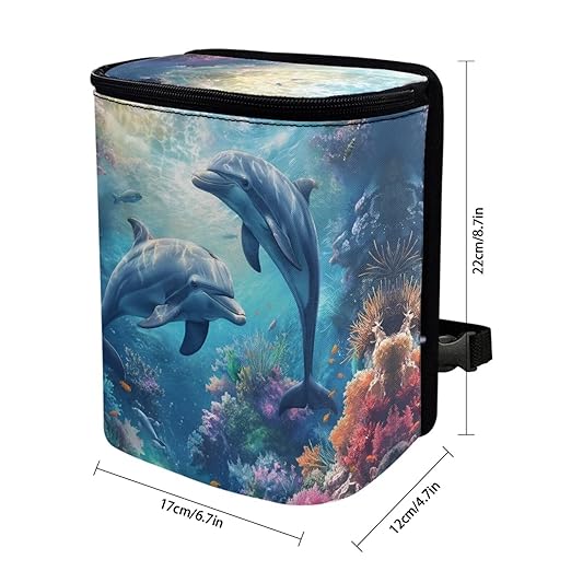 DISNIMO Ocean Dolphin Car Trash Can Leak-Proof Car Organizer Storage Bag for The Back Seat of Any Cars,Sedans, SUVs & Trucks Easy-to-Install Car Accessory Interior