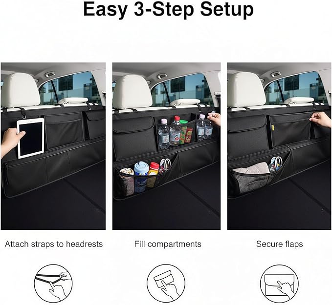 Car Trunk Organizer Storage Backseat Hanging Organizer Bag for Ford Bronco/Bronco Sport Escape Explorer Edge Expedition Ecosport 2/4 Door Sport Base Limited XL XLT SUV Accessories 2000-2025