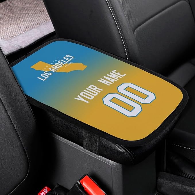 Custom Football Car Armrest Covers Universal Auto Center Console Pad Car handrail Box Cushion Personalized Add Name & Number Fans Gift Fit Suit for SUV Truck Sedan Van