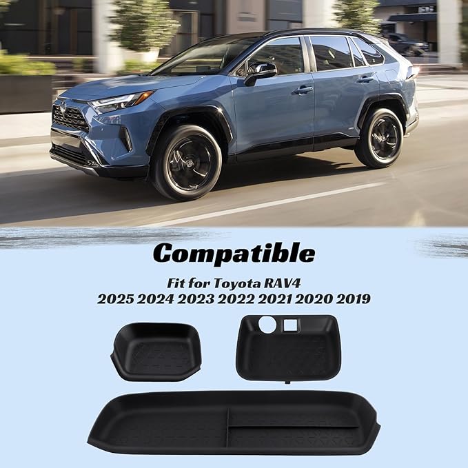 CARFIB Center Console Storage Organizer Tray Fit for Toyota RAV4 2025 2024 2023 2022 2021 2020 2019 Glove Box Organizer Tray Interior Insert Accessories 3PCS