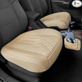 2 Pack Leather Front Car Seat Cover Bottom Car Seat, Universal Anti-Slip Driver Car Seat Protectors with Storage Pocket, Waterproof Bottom Auto Seat Cushion Pad Mat for Most Vehicles(Yellow Beige)
