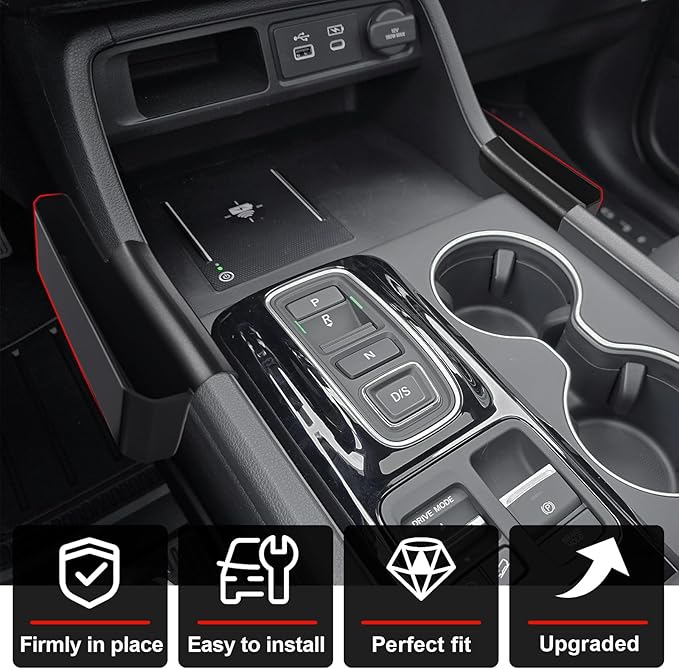 Muslogy for 2023+ Pilot Center Console Organizer&Wireless Charger Protective Mat&Shifter Storage Box Left & Right Set Compatible with Honda Pilot 2023-2025 Accessories Console Side Inserts Organizer