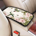 Hummingbird Center Console Cover Pad, Flower Butterfly Car Armrest Seat Box Cover Cushion Universal for Most Vehicle SUV Truck, Car Interior Accessories Decor, Protect from Pet Claws & Dirt