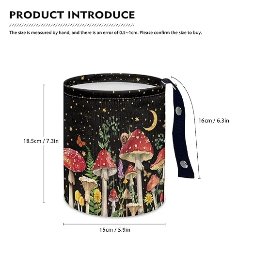 Brosoneto Mushroom Starry Sky Collapsible Floral Trash Can - Accessories for Cars, Camping & Family Gatherings, Easy to Clean
