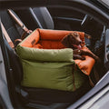 FUNNYFUZZY Leather Dog Car Seat for Small ＆ Medium Sized Dogs Up to 35lbs, Waterproof and Washable Dog Booster Seat Car Bed for Travel and Home,Portable and Safety(Green)
