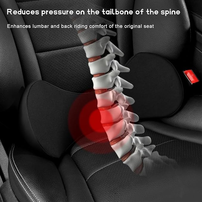 Car Seat Cushion for Driving, Memory Foam Lumbar Support Pillow for Sciatica & Lower Back Pain Relief, Ergonomic Comfort Driver Seat Cushion for Car Home Office Chair