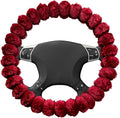 Fluffy Car Steering Wheel Cover, 14.5-15 Inches Anti-Slip Plush Fuzzy Steering Wheel Protector, Soft Warm Steering Wheel Cover Interior Decor for Women Girl, Car Accessories (Red)
