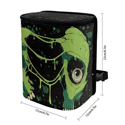1.2 Gallons Car Trash Bag Hanging, Spider Webs Skeletons Car Garbage Bags, Adjustable Hanging for Tail of Console of Seats, Odor-Free with Zipper Leak-Proof Lid Design