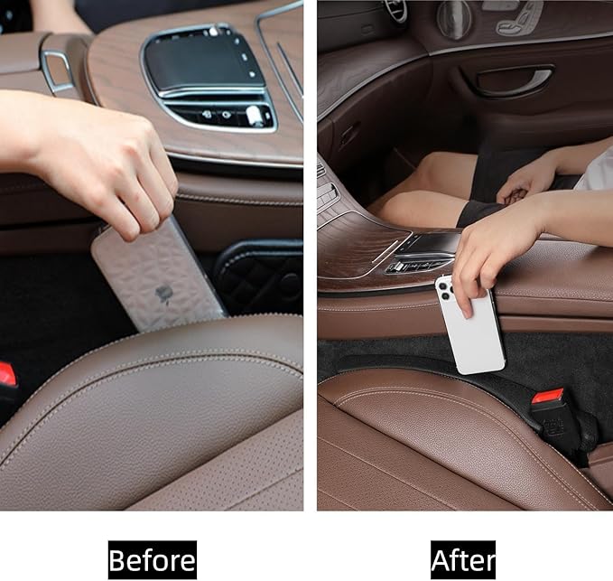 Asweir 2-Pack Car Seat Gap Filler – Universal PU Leather Car Seat Gap Cover, Designed to Fill Gaps Between Seats and Console. Car Seat Side Gap Filler Prevents Items from Falling