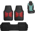 FH Group Car Floor Mats Climaproof™ Heavy - Duty Rubber Floor Mats for Sedan, SUV and Truck Floor Mats, Universal Fit Floor Mats Trimmable Full Burgundy Set, Combo Small Car Seat Cover Design