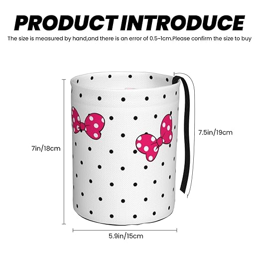 Cute White Dots Pink Bow Car Trash Can Garbage Cans Foldable,Small Hanging Car Organizer Storage Bag Leak Proof, Auto Back Seat Trash Bin Universal for Truck, SUV, Outdoor Travel