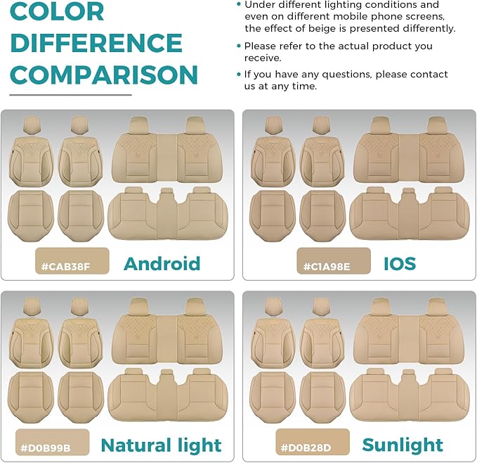 FEINEPRO Beige Car Seat Covers Only Front 2pc - Breathable Faux Leather Universal Seat Covers for Cars, Automotive Protector Fit for Most Sedan SUV Pick-up Truck