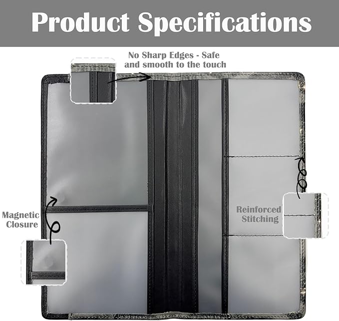 FinestHouse Car Registration and Insurance Holder with Magnetic Closure, Universal Document Organizer for License, Insurance Cards & Glove Box Storage (Lip print-Black)