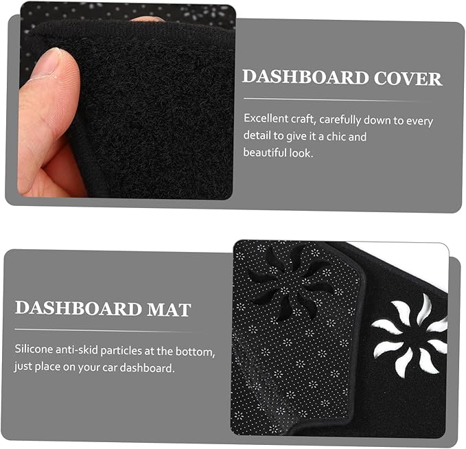 Mikinona Dash Cover Anti-Skid Dashboard Mat Polyester Protector with Pre-Cut Vent for Left-Hand Drive Cars Sunlight Glare and Scratch Resistant Car Interior Pad