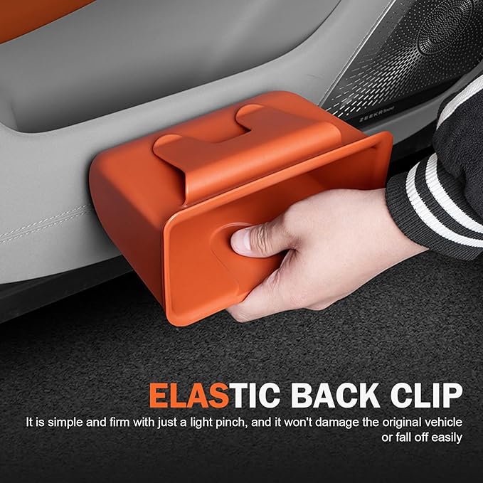 Car Trash Can, Multifunctional Double-Layer Seat Back Hanging Mini Trash Bin, Leak-Proof Waterproof Small Garbage Can for Cars, Universal Car Organizers and Storage Accessories (Orange)