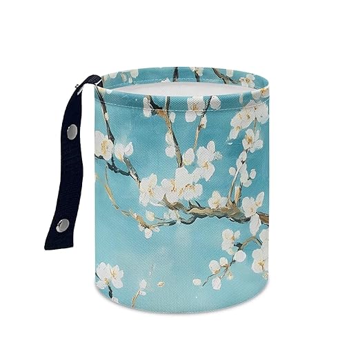 Flower Car Garbage Can Small Trash Can with Leak Proof Inside Liner And Hanging Strap Car Organizer Portable Car Essentials