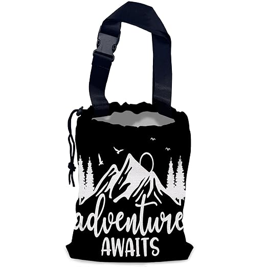 NHNXHWIA Adventure Awaits Car Garbage Bag,Nature Mountain Waterproof Small Car Trash Bag Hanging Back of Seat,Drawstring Hanging Car Trash Bag with Adjustable Buckle for Car Accessories
