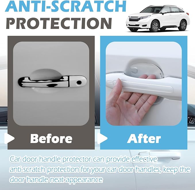 8PCS Car Door Handle Protector Clear,Anti-Scratch Car Door Handle Scratch Protector Stylish Cars Decorations,Self-Adhesive Universal Cars Handles Protectors for Most Vehicles