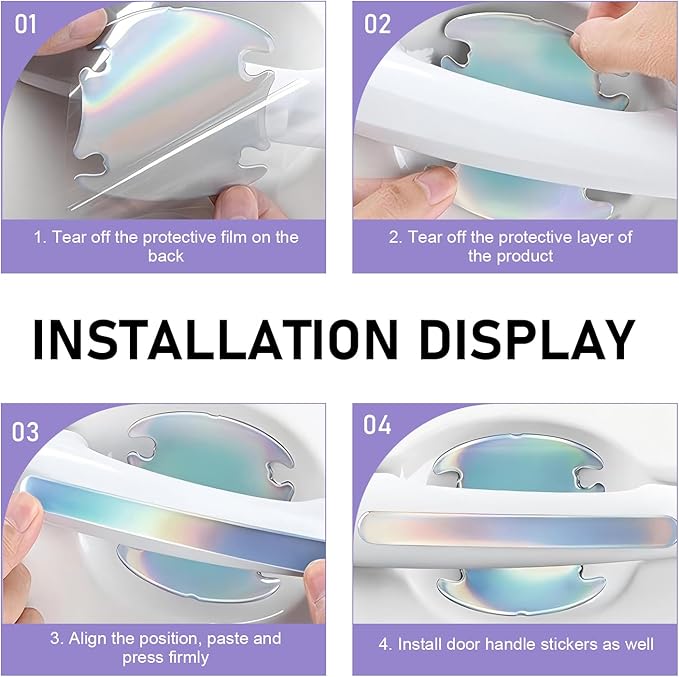 8 PCS Car Door Handle Protectors, Self-Adhesive Auto Doors Handle Cover Guard Protective Film, Scratch Car Door Handles Bowl Sticker, Universal for Most Cars, Trucks, SUVs (Multicolored)