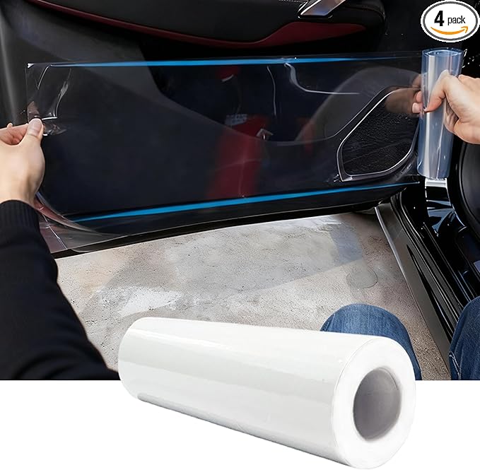 Car Door Protector - Universal Edge Guards Clear Protective Film Tape for Vehicle Interior Door Sill Protector De Puertas De Carro from Dog Scratching, Dirty Shoes, 7.87inch*10ft, Transparent