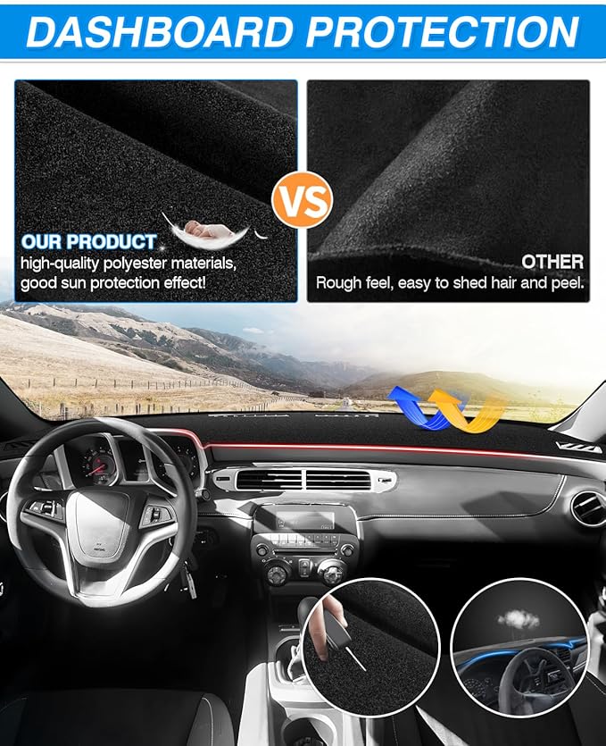 CARTIST Dashboard Cover Fits for Chevy Chevrolet Camaro 2010 2011 2012 2013 2014 2015 Dash Cover for Camaro Accessories Non-Slip Sunshield(Felt)