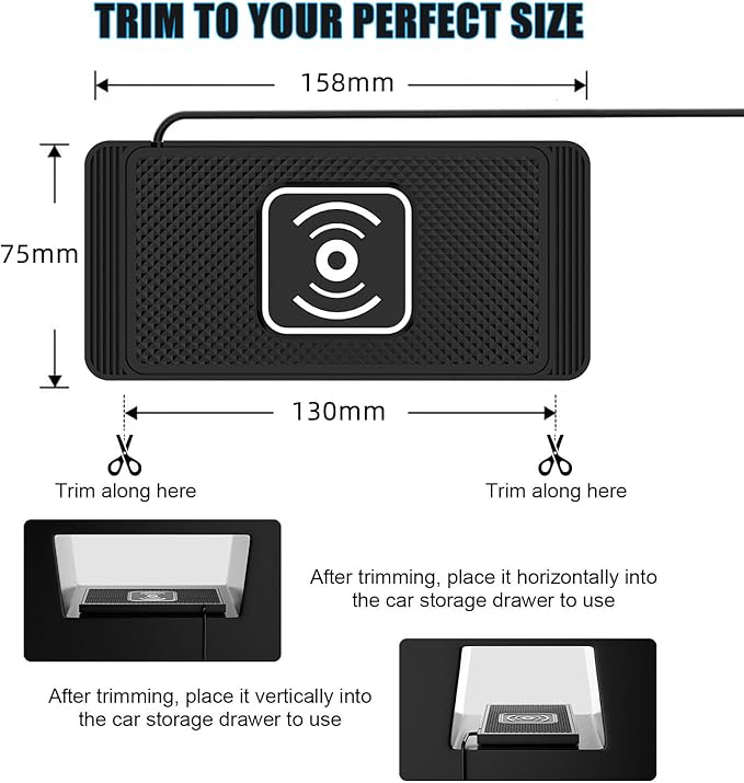 Wireless Charging Pad for Car for Genesis GV60 Magma Concept, 15W Fast Wireless Charger Mat Non-Slip Silicone Car Center Console Phone Charging Pad,A/15W-Type-c