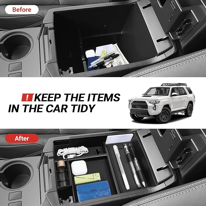 Hellet Center Console Hidden Box Organizer Compatible with Toyota 2010-2020 2021 2022 2023 2024 4Runner Interior Accessories Storage Box Tray Organizer